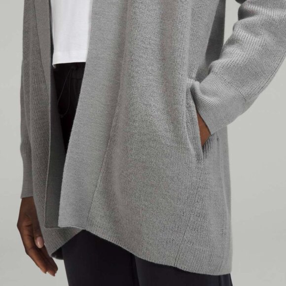 NEW!!!Merino Wool Blend Rib Long Wrap Sweater